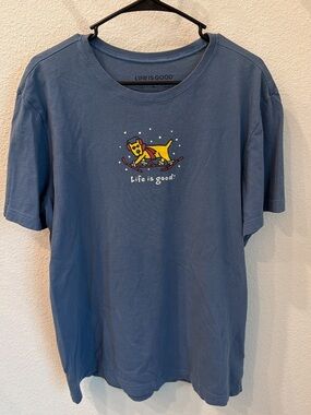 Life is Good Rocket Dog Snowshoeing  Graphic Cotton Men’s Crusher Tee - Large